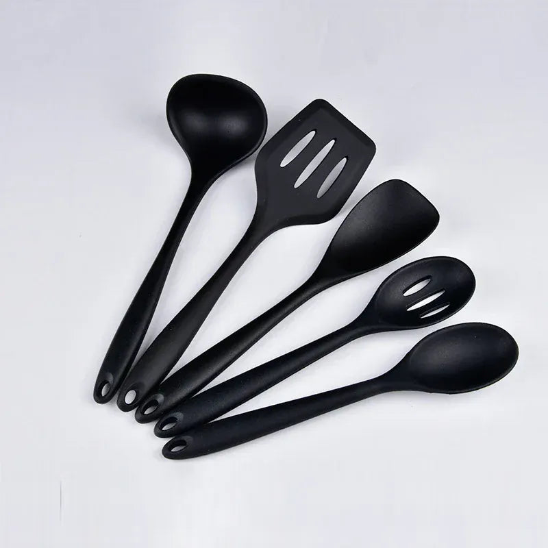 Set Ustensiles Silicone 5 pièces Résistants à la Chaleur Rouge spatule en silicone
