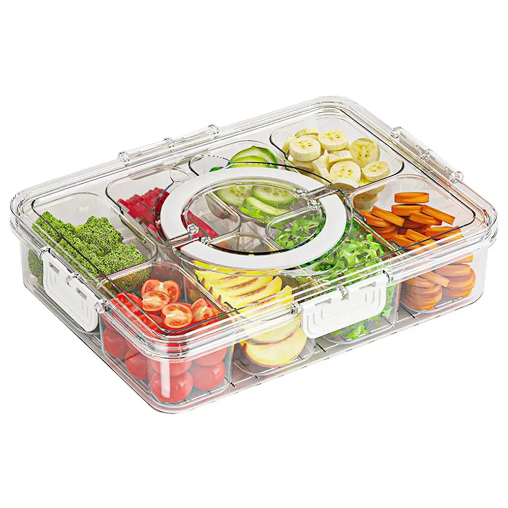 Plateau de Service Divisé avec Couvercle et Poignée | Rangement Frigo