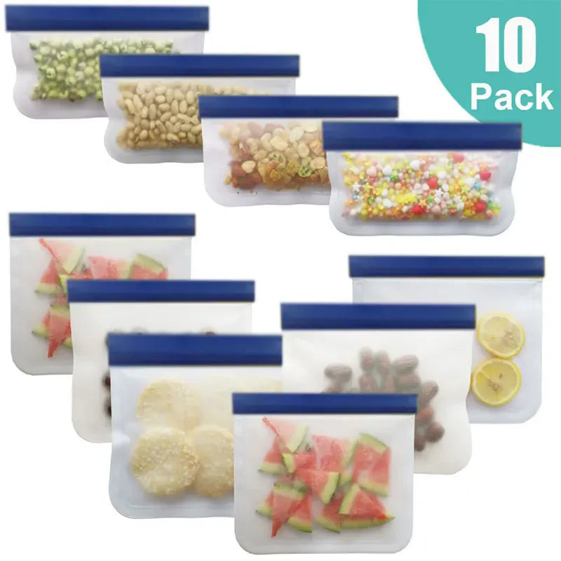 Sachets Silicone Réutilisables Anti-Fuite - Lot de 7 Pièces 25x30cm