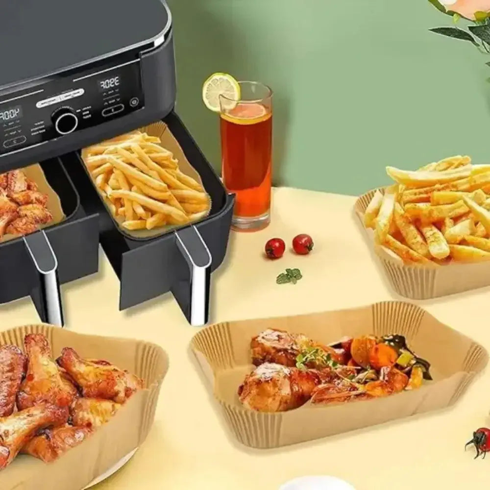 Papier Cuisson Air Fryer Jetable Rectangulaire Lot de 100 Pièces Air Fryer