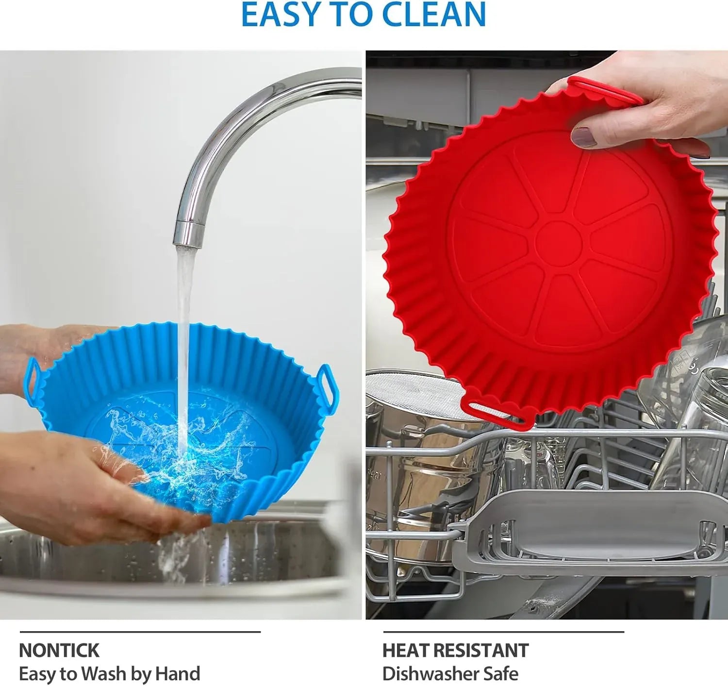 Moule Silicone Réutilisable Air Fryer Rond - Lot de 2 Pièces Air Fryer
