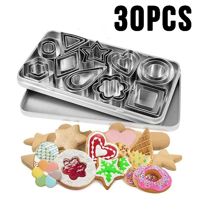 Emporte-pièces en acier inoxydable - Set de 30 formes géométriques pour pâtisserie emportepieces