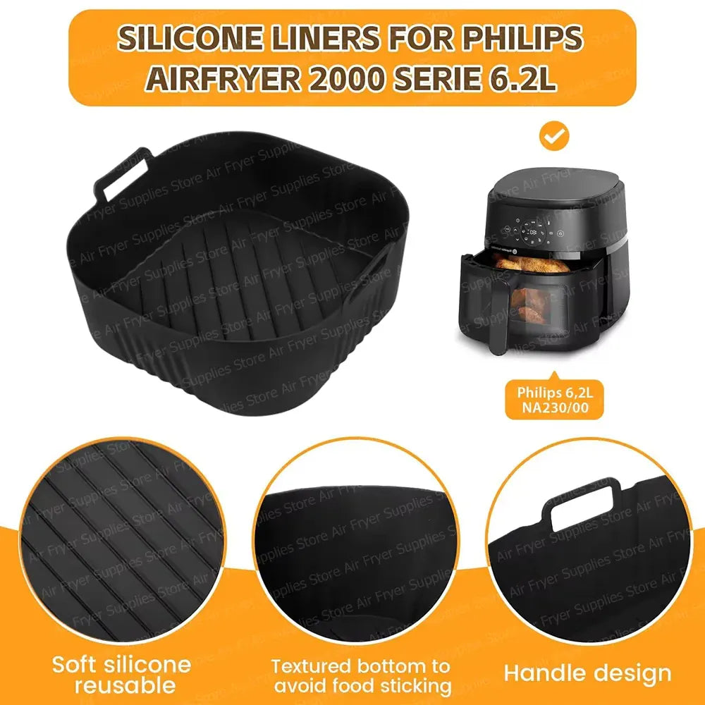 Moules Silicone Air Fryer Réutilisables Carré 23 cm - Lot de 1 Air Fryer