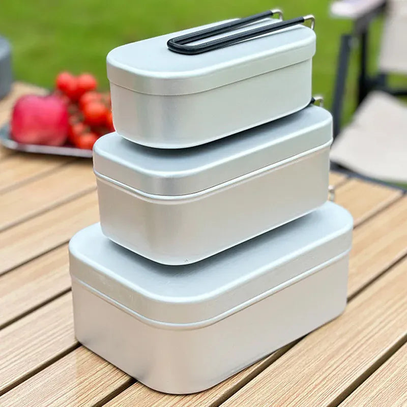 Bento Aluminium 2 Compartiments Pliables pour Camping et Pique-Nique Bento