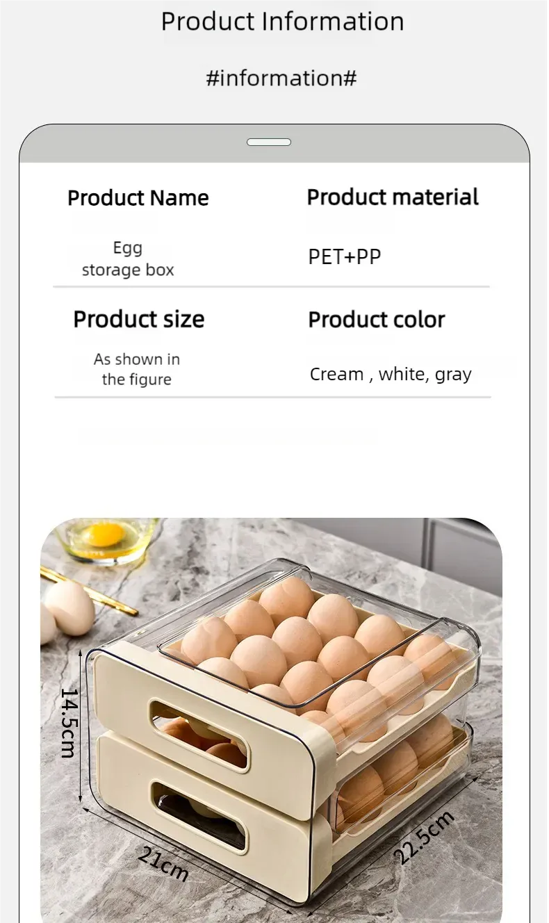 Organiseur de Rangement Frigo pour 32 Œufs | Double Couche