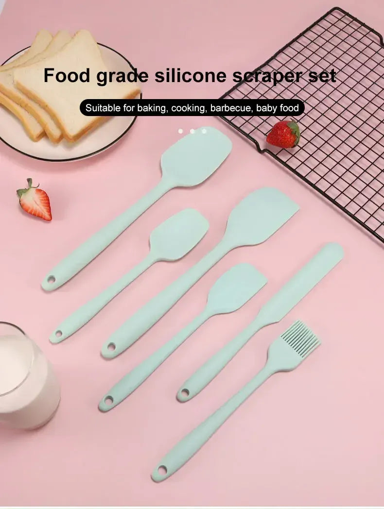 Set Ustensiles Silicone 6 pièces pour Pâtisserie | Résistants à la Chaleur spatule en silicone