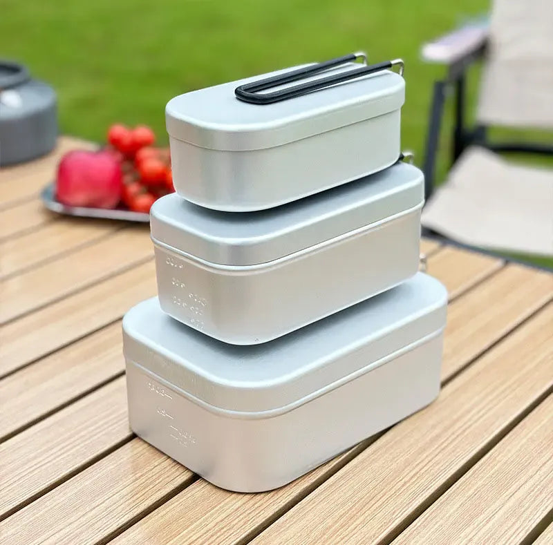 Bento Aluminium 2 Compartiments Pliables pour Camping et Pique-Nique Bento