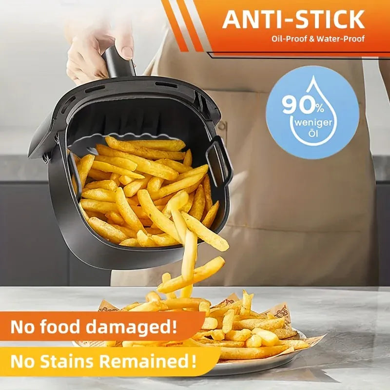 Moule Silicone Air Fryer Réutilisable Carré 20cm - Lot de 2 Pièces Air Fryer