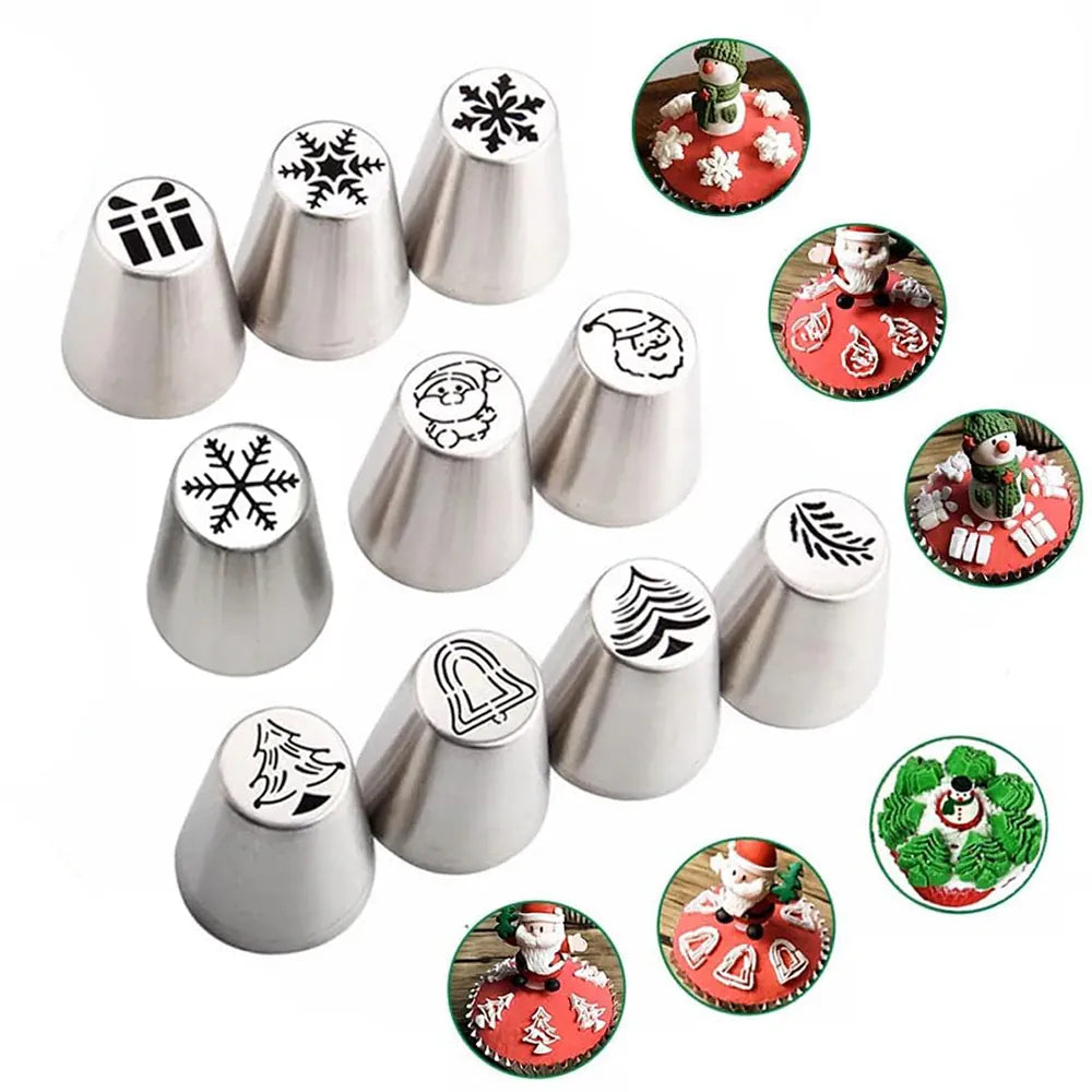 Set de 10 Douilles à Pâtisserie en Acier Inoxydable - Motifs de Noël douillepoche