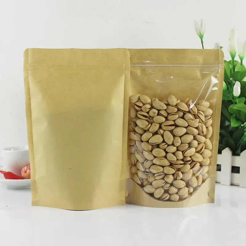 Sachets Kraft Transparente Autoportants - Lot de 50 Pièces