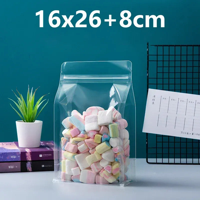 Sachets Zip Alimentaires Transparent Lot de 50 Pièces avec Poignée