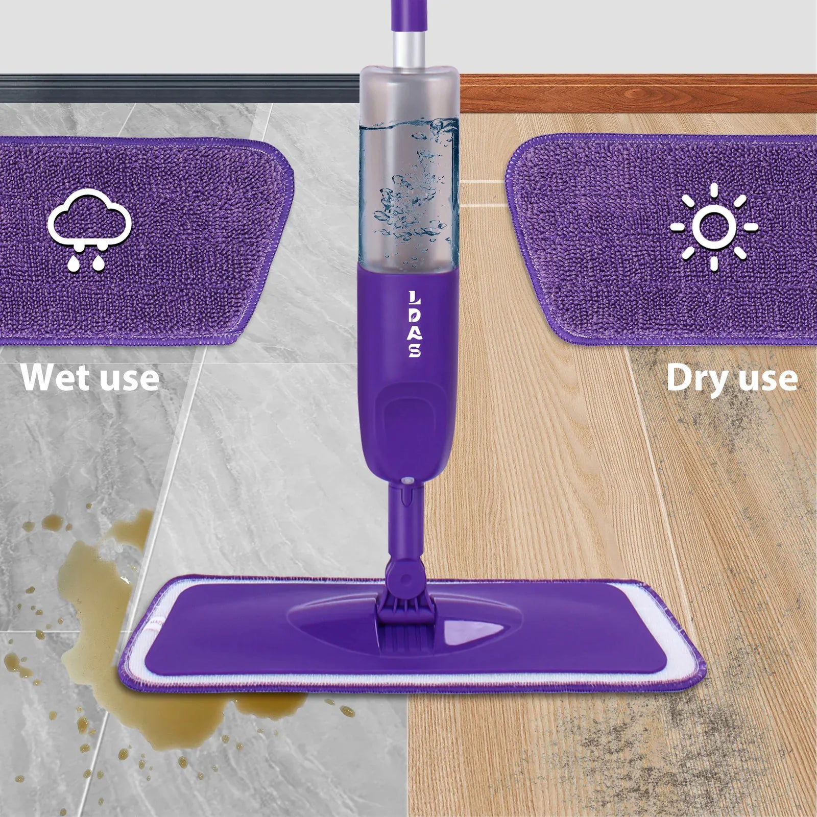 Balai Serpillère Vaporisateur pour la Cuisine (carrelage et bois) balai