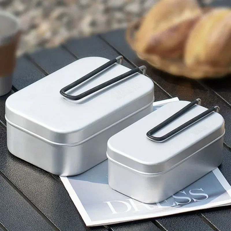 Bento Aluminium 2 Compartiments Pliables pour Camping et Pique-Nique Bento