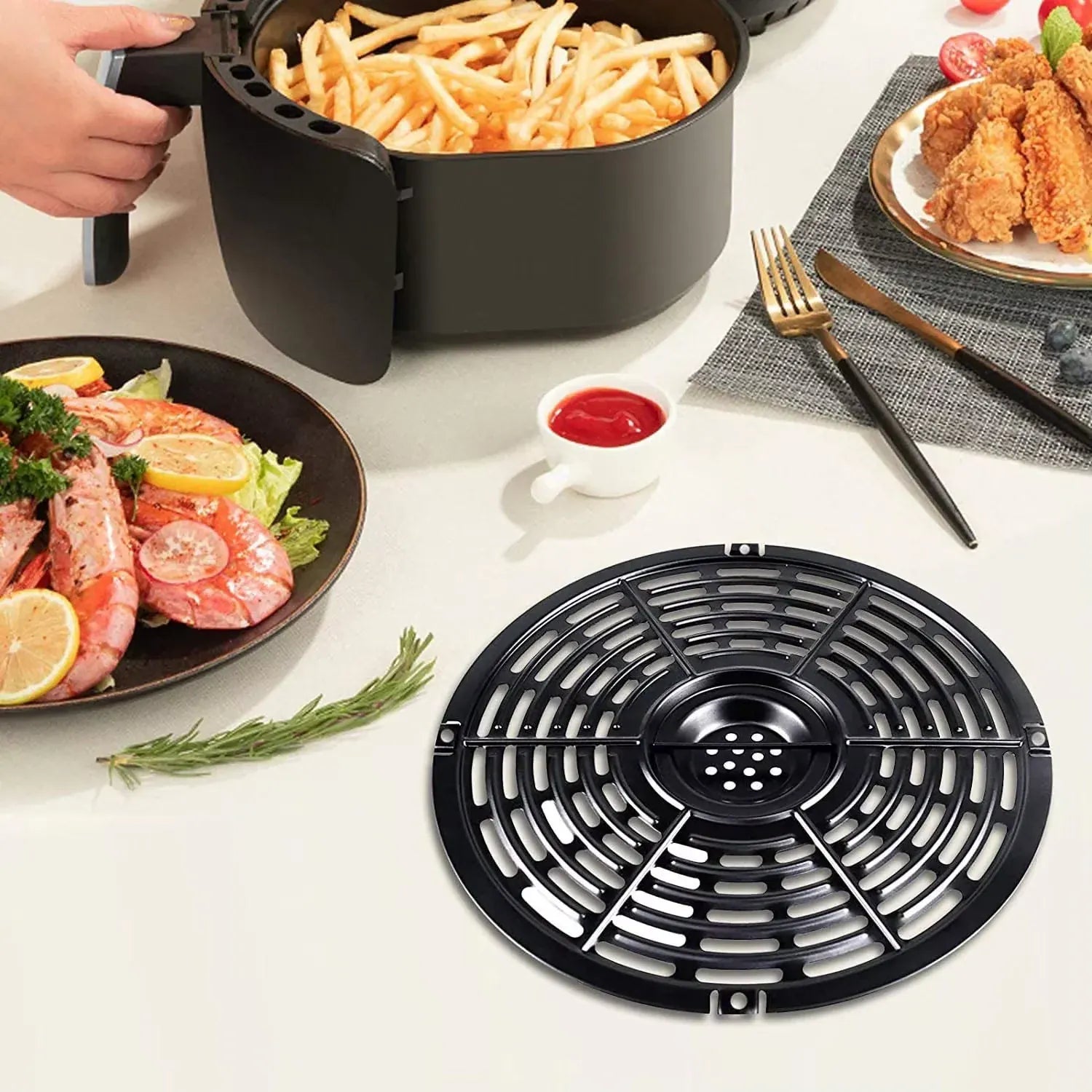 Grille Antiadhésive Air Fryer Rond 24 cm - Accessoire de Cuisson Air Fryer