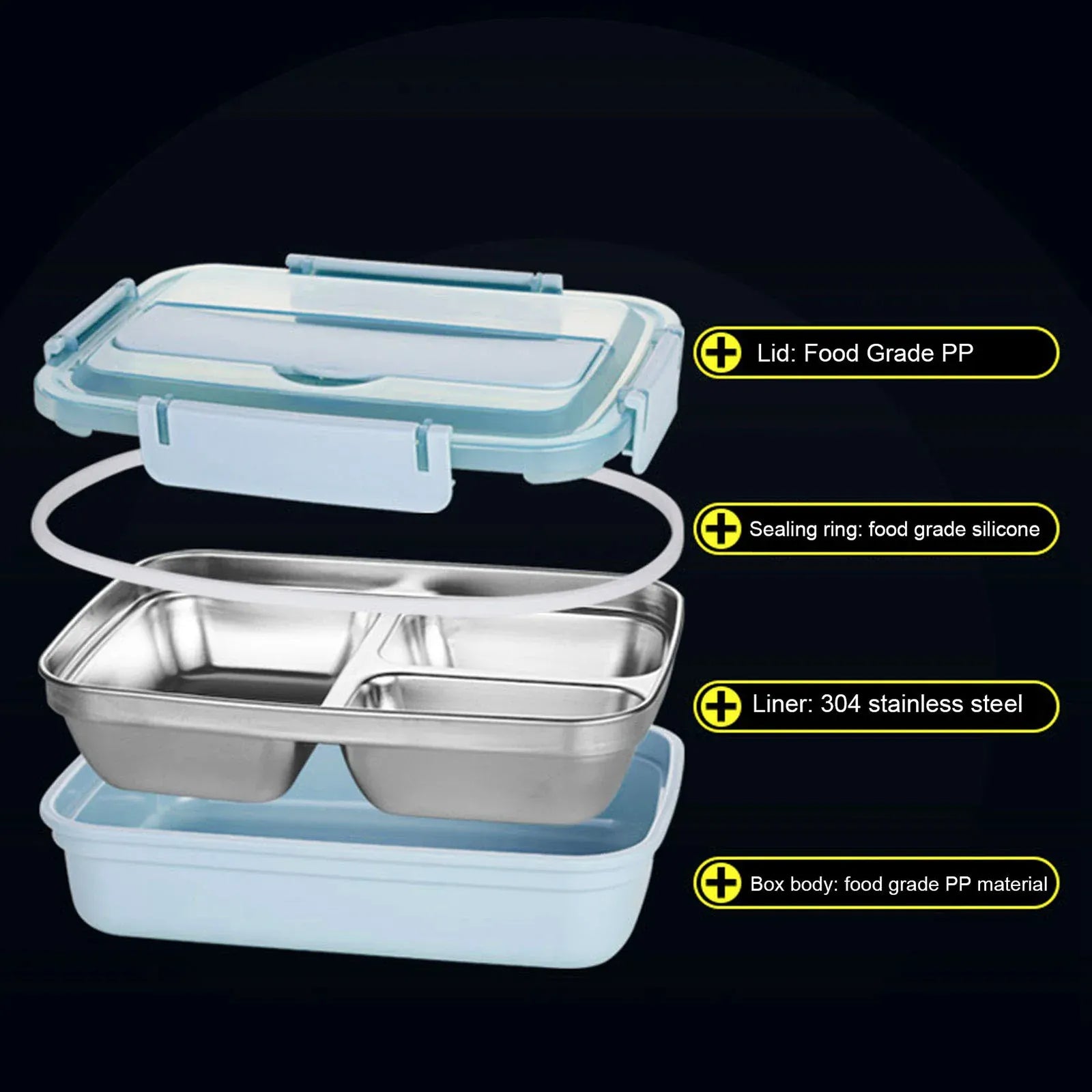 LunchBox Inox — 4 Compartiments, Bol à Soupe 300 ml, Isolation par Eau Chaude lunchbox