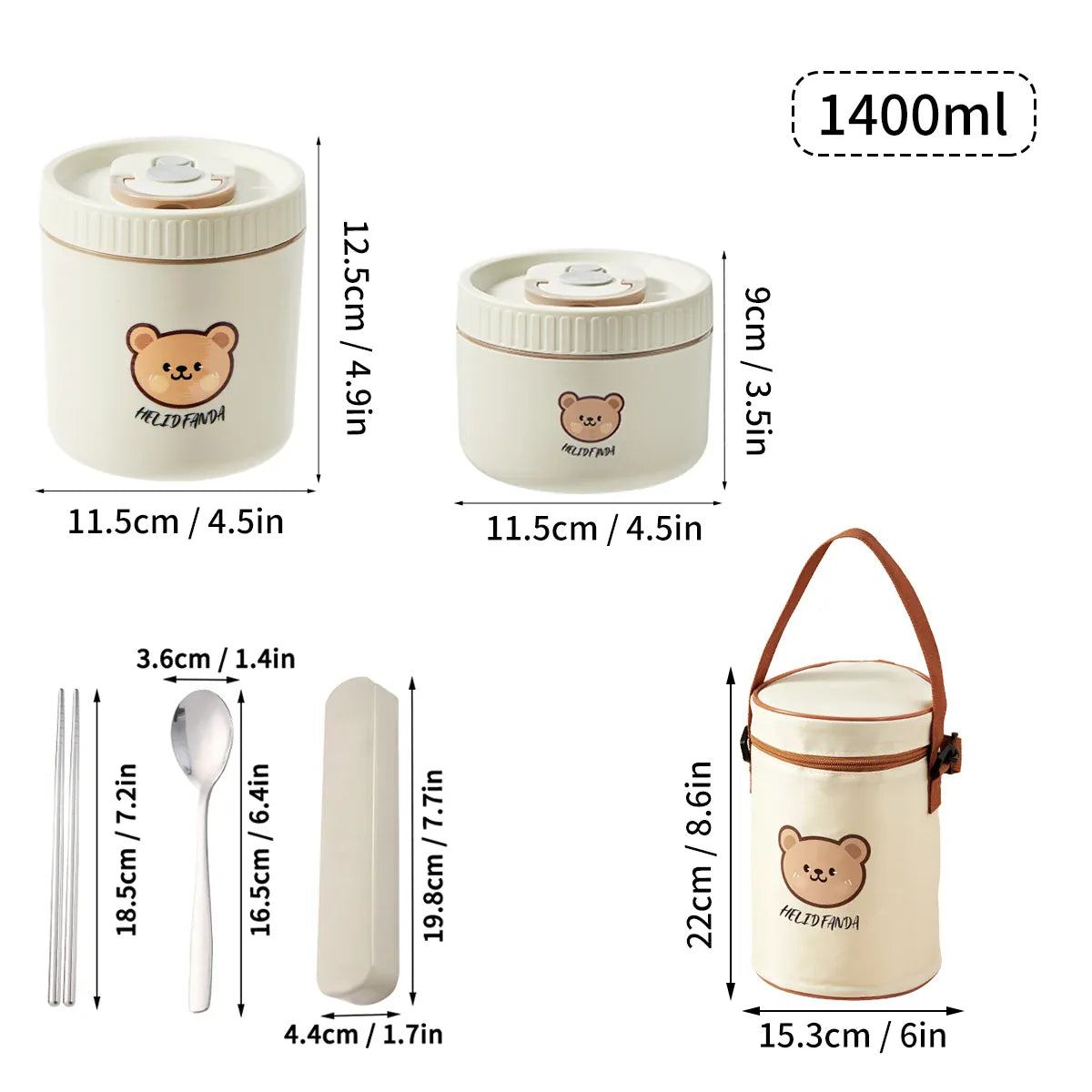 Lunchbox cylindrique isotherme 1,4 litre pour enfants lunchbox