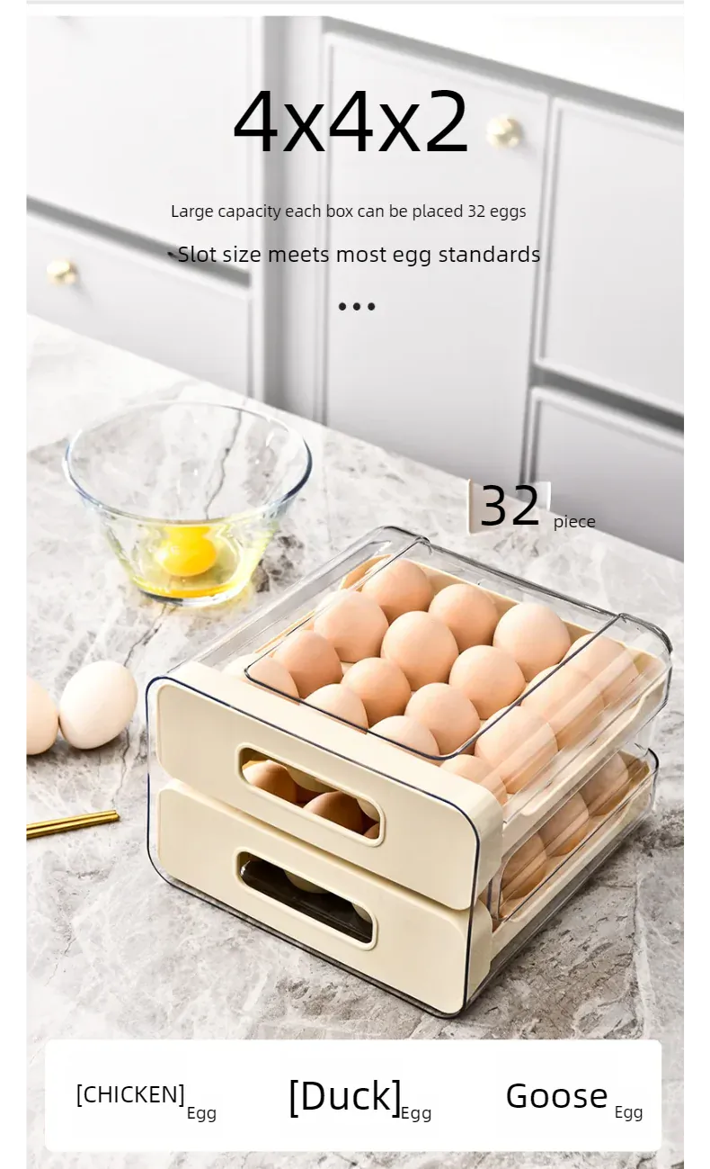 Organiseur de Rangement Frigo pour 32 Œufs | Double Couche