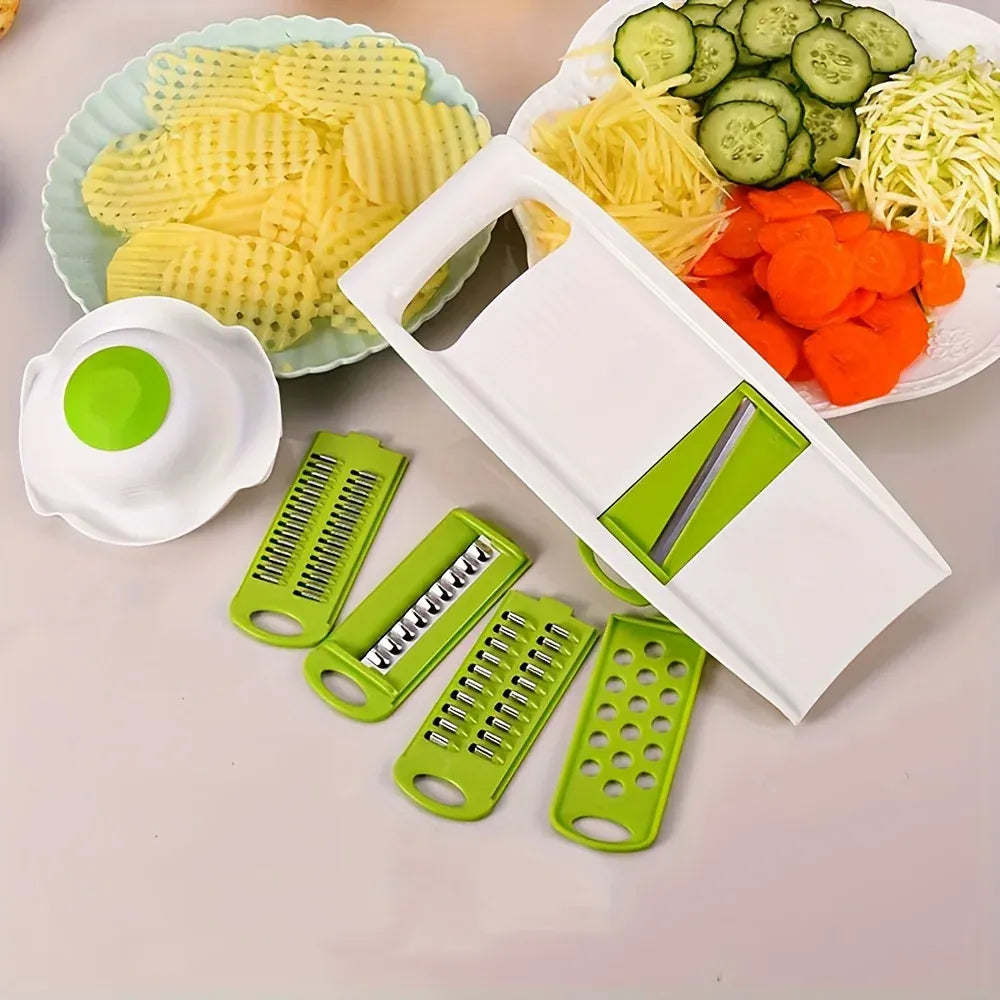 Mandoline à Lames en Acier Inoxydable 5 Pièces avec Protecteurs Mandoline