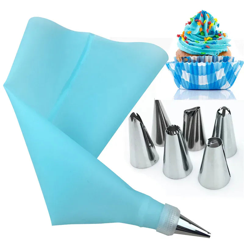 Poche à douille en silicone avec 7 embouts pour décoration de gâteaux douillepoche