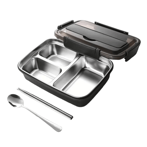 Bento Inox 3 Compartiments | Boîte Durable et Étanche 1,2L Bento