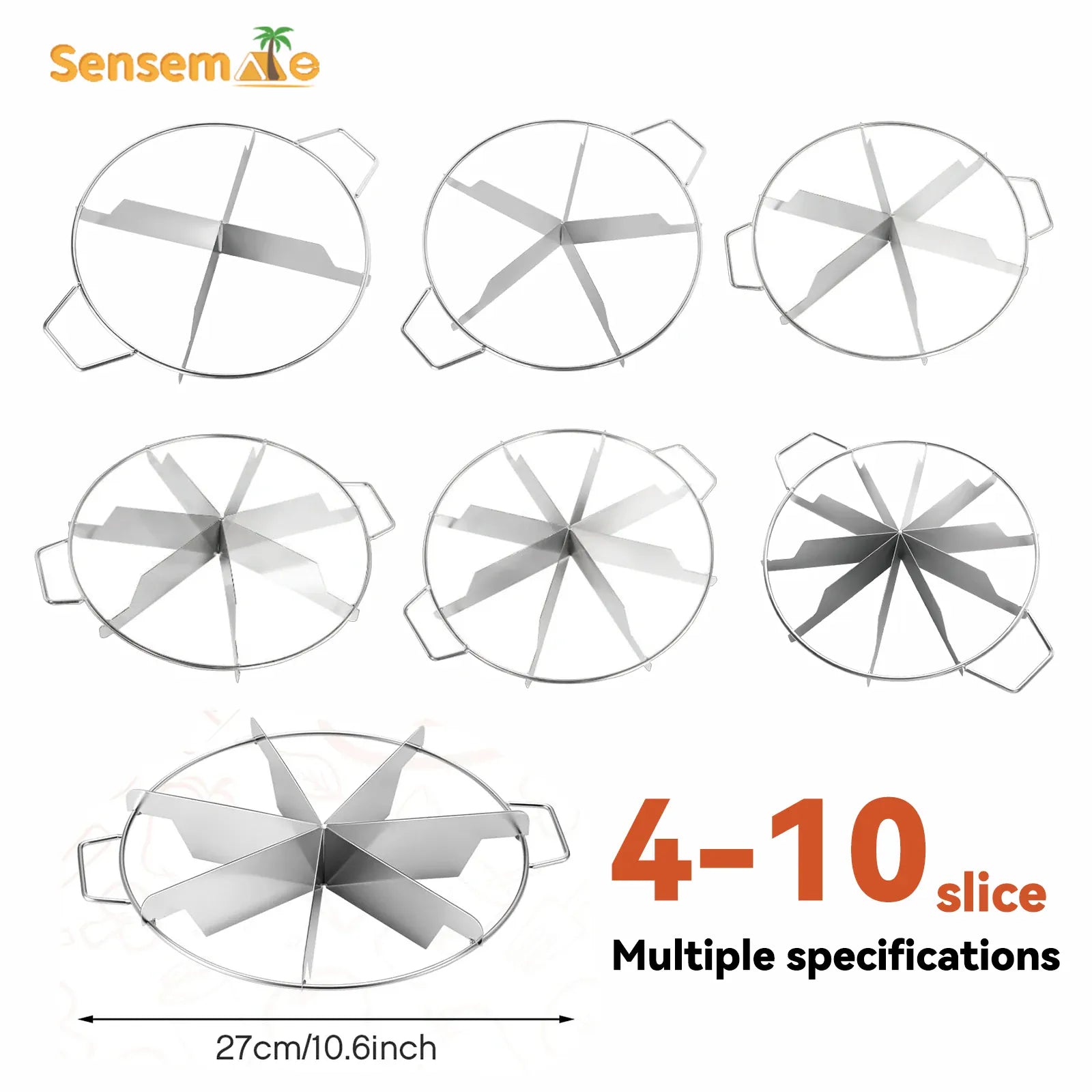 Coupe-gâteau en acier inoxydable - Marqueur de portions pour 10 parts