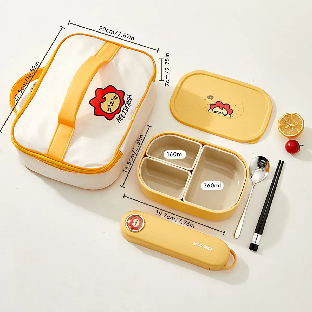 Ensemble Bento pour Enfant avec Sac Isotherme et Couverts Bento