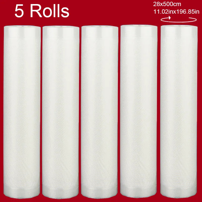 Sacs Sous Vide Texturés - Lot de 5 Rouleaux 28x500cm Hermétiques