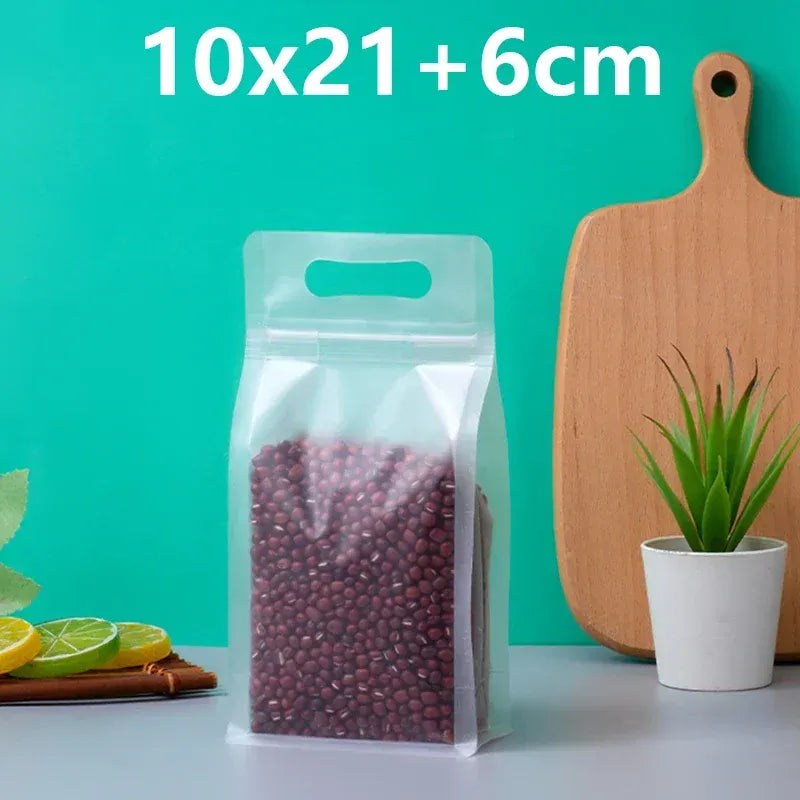 Sachets Zip Alimentaires Transparent Lot de 50 Pièces avec Poignée