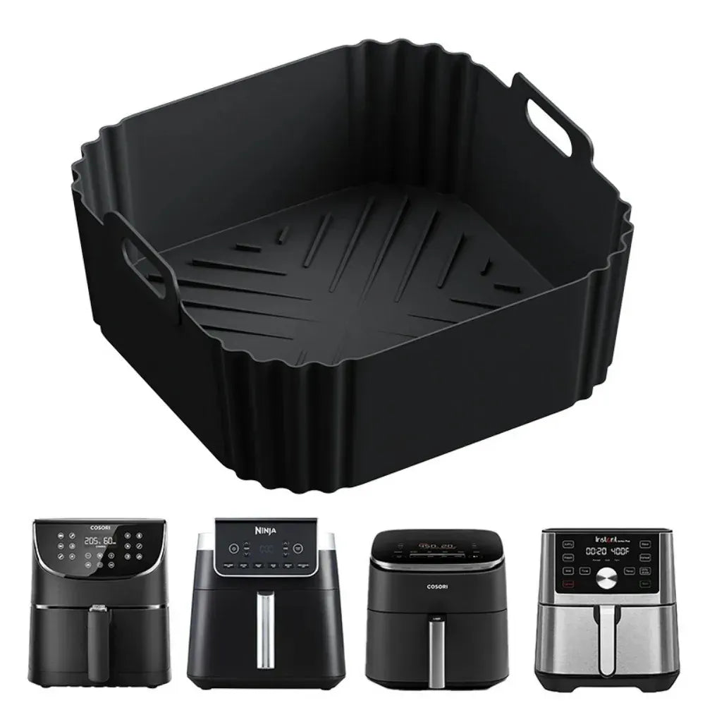 Moule Silicone Air Fryer Carré Réutilisable 55-62L avec Poignée Air Fryer