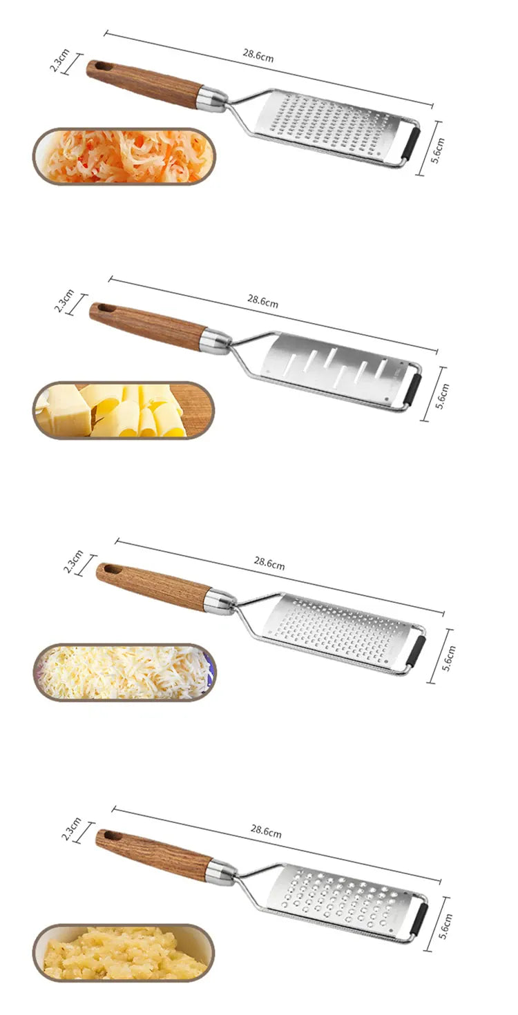 Râpe à fromage en acier inoxydable avec manche en bois naturel rape
