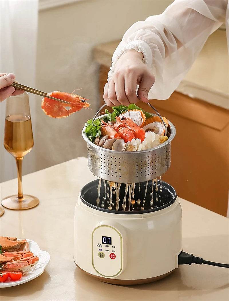 Fruits de mer égouttés dans le panier inox