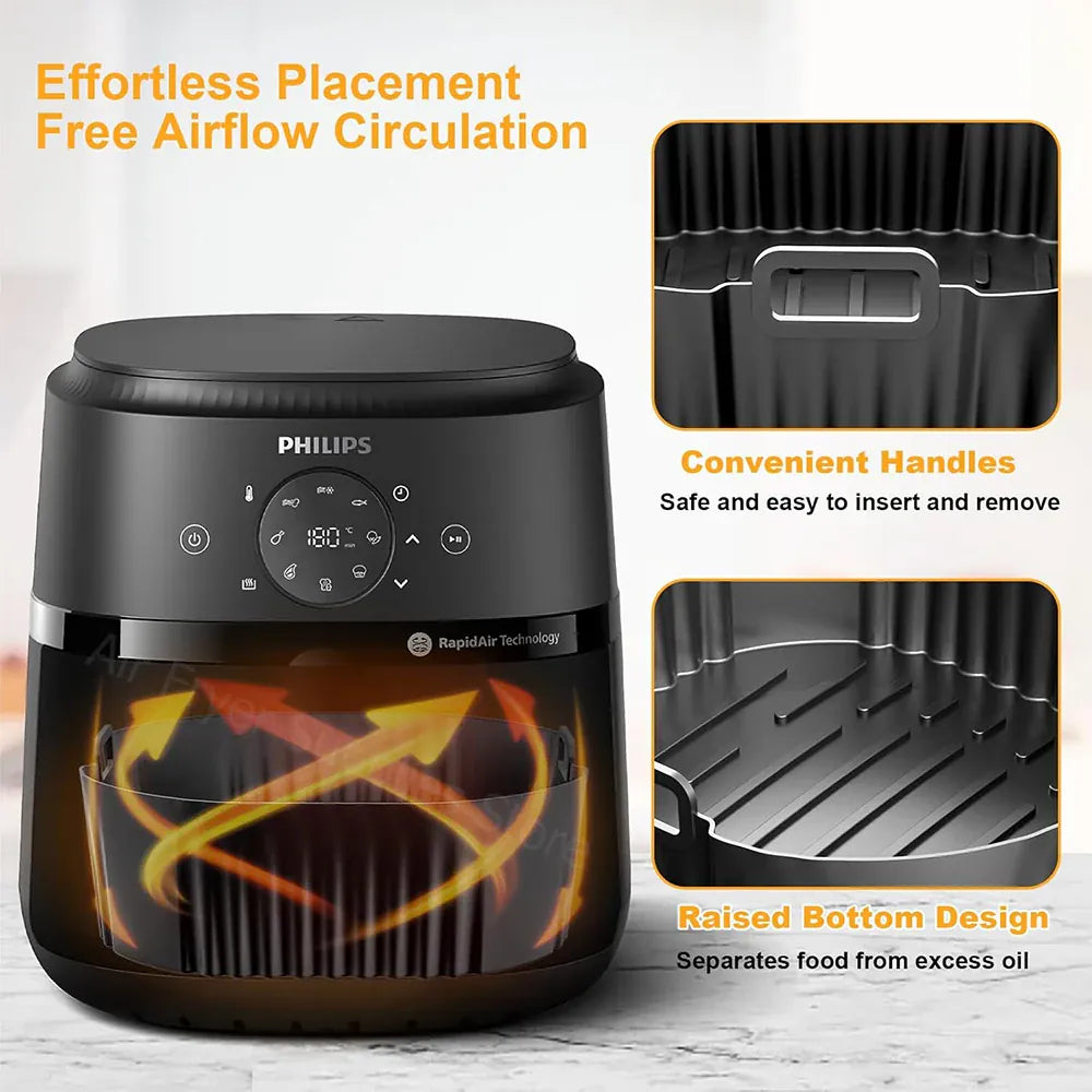 Moule Silicone Air Fryer Réutilisable Rond 19cm - Lot de 1 Pièce Air Fryer