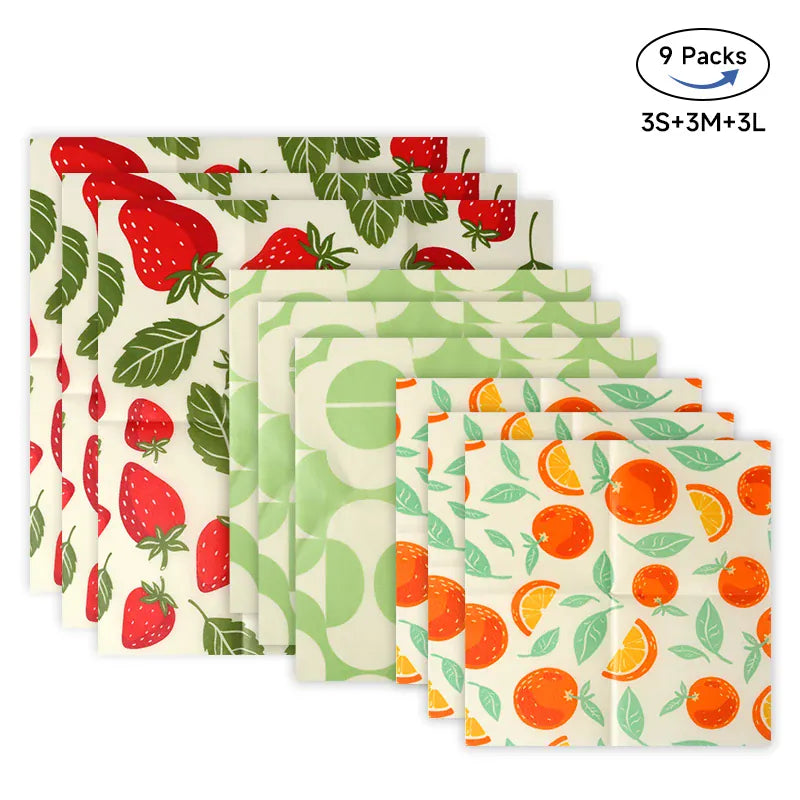 Film Alimentaire Cire d'Abeille Lot de 9 Feuilles Écologiques far