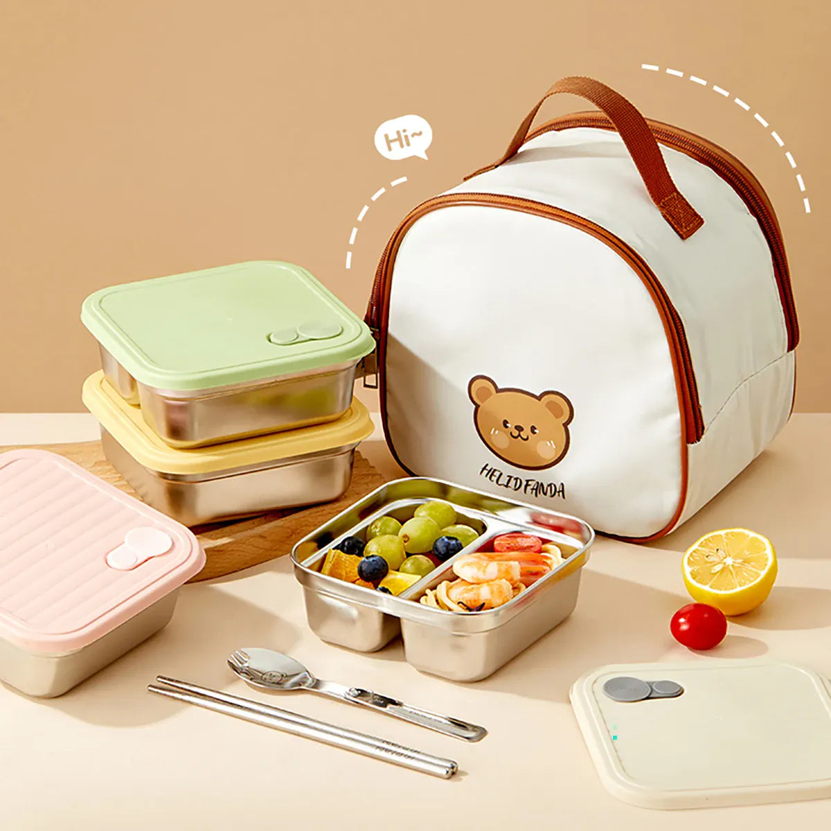 Ensemble Lunch Box Lucky - 700ml Étanche Anti-Fuite Bento