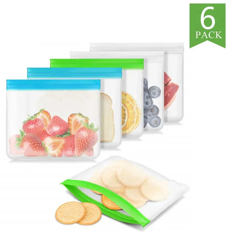 Sachets Silicone Réutilisables Anti-Fuite - Lot de 7 Pièces 25x30cm