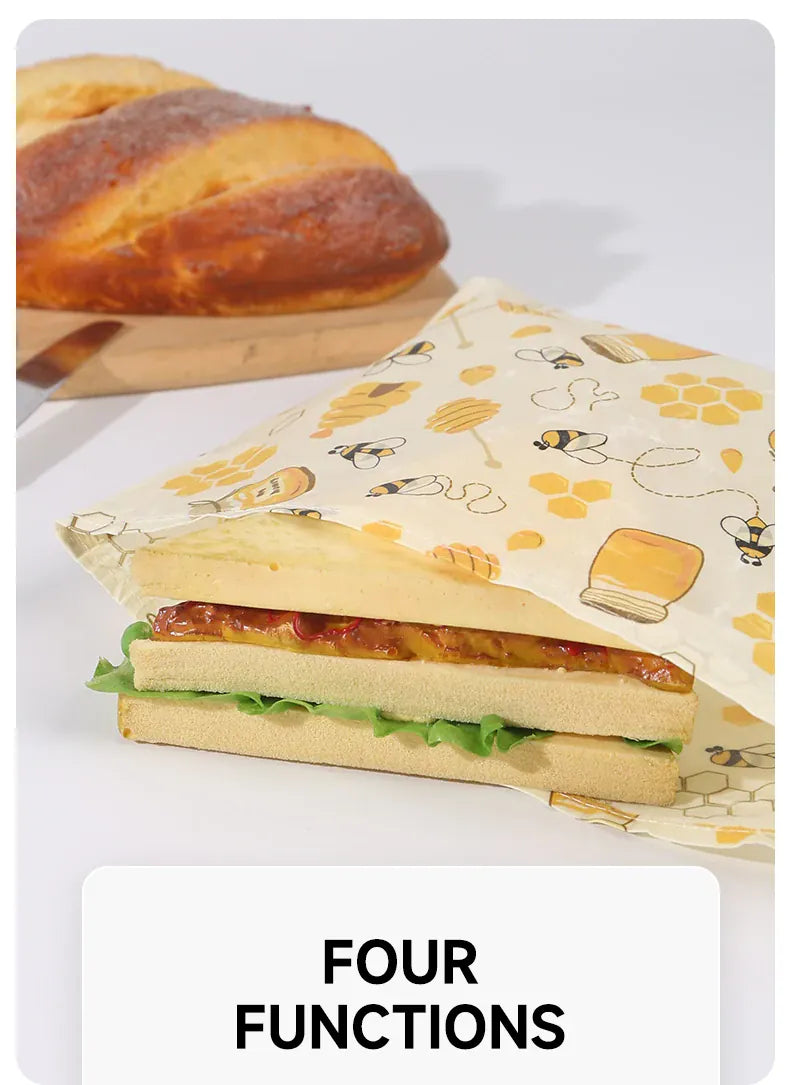 Emballage Alimentaire Réutilisable Cire d'Abeille Lot de 3 Éco-Responsables far