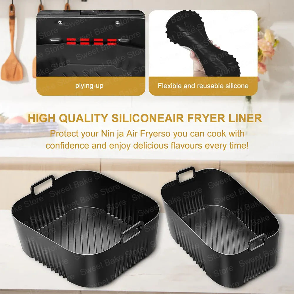 Moule Silicone Réutilisable Air Fryer Lot de 2 Carrés 25x25 cm Air Fryer