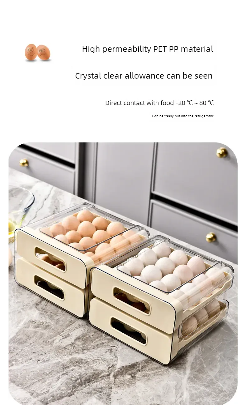 Organiseur de Rangement Frigo pour 32 Œufs | Double Couche