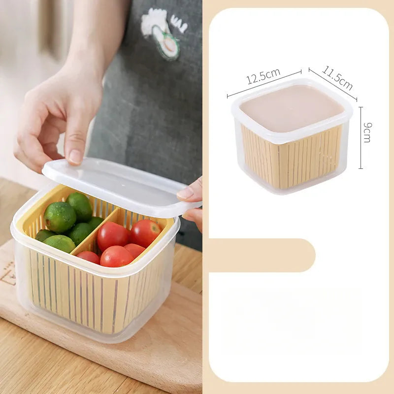 Bac de Conservation Fruits et Légumes avec Grille Égouttoir 1L