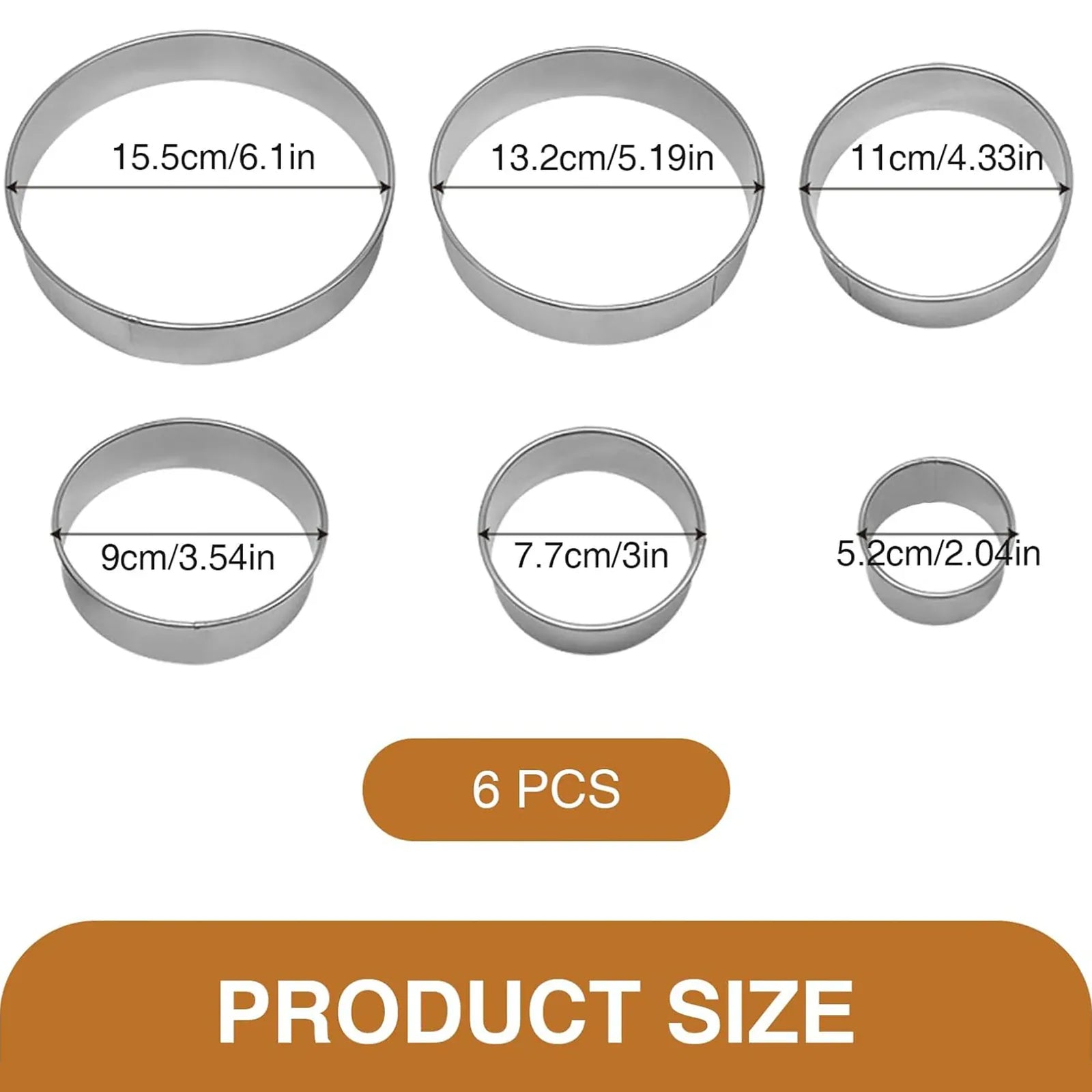 Emporte-pièces en Acier Inoxydable - Set de 6 Ronds pour Pâtisserie emportepieces
