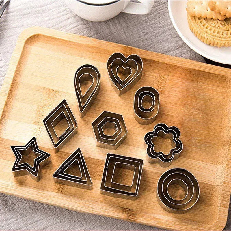 Emporte-pièces en acier inoxydable - Set de 30 formes géométriques pour pâtisserie emportepieces