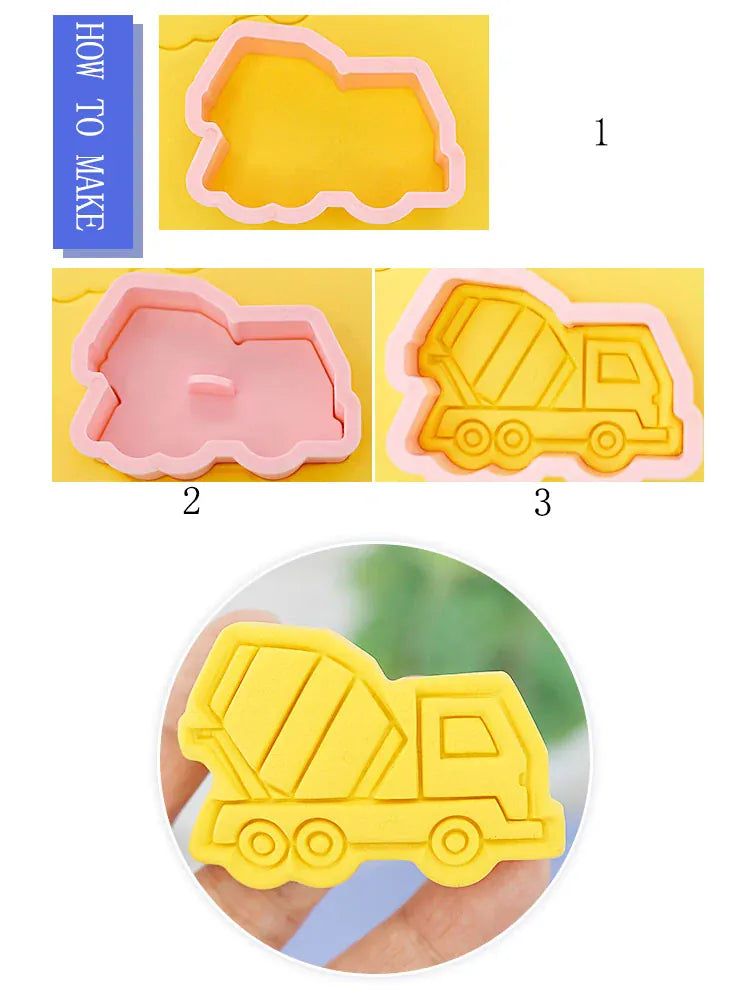 Emporte-pièces de pâtisserie - Set de 8 camions en plastique 3D emportepieces