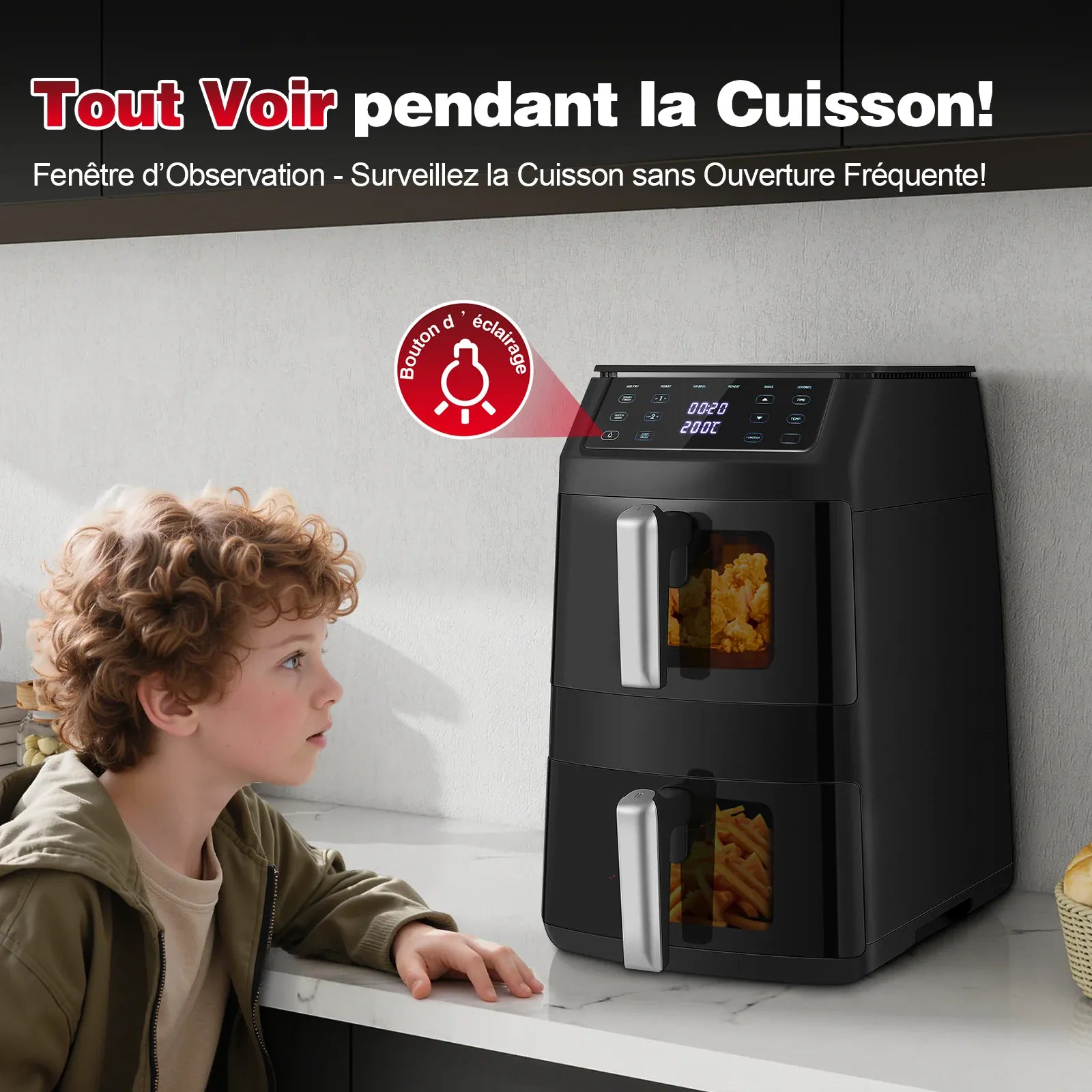 Friteuse Sans Huile Double Panier 11L 2500W 6 en 1 Écran Tactile airfryers
