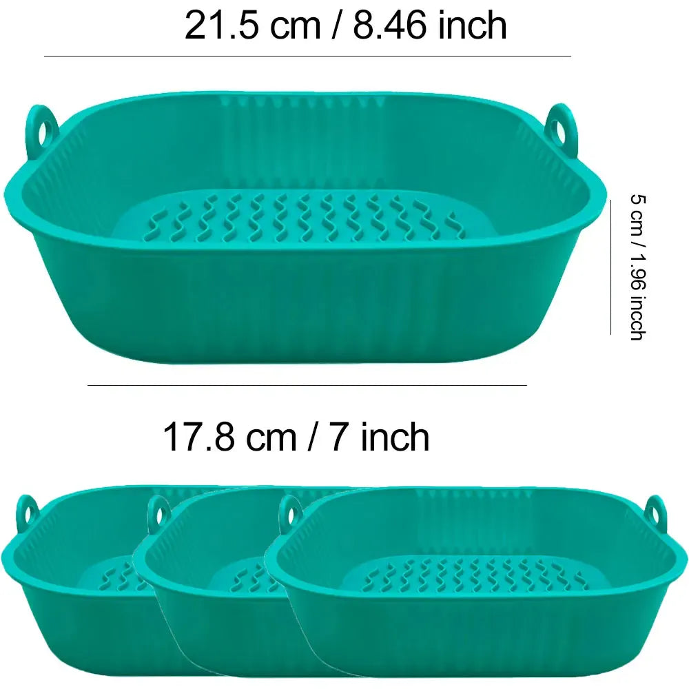 Moule Silicone Air Fryer Réutilisable Carré - Lot de 3 Pièces Air Fryer
