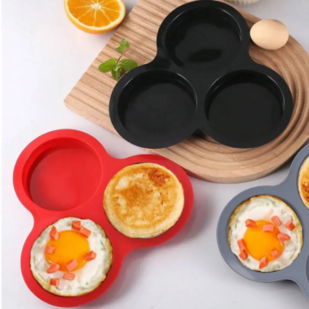 Moule Silicone Air Fryer Réutilisable 3-Cavités Forme Arrondie Air Fryer