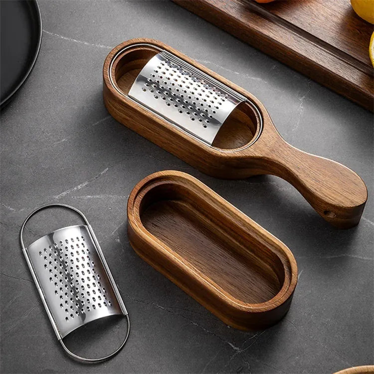 Râpe à Fromage en Acier Inox 304 avec Conteneur en Bois rape