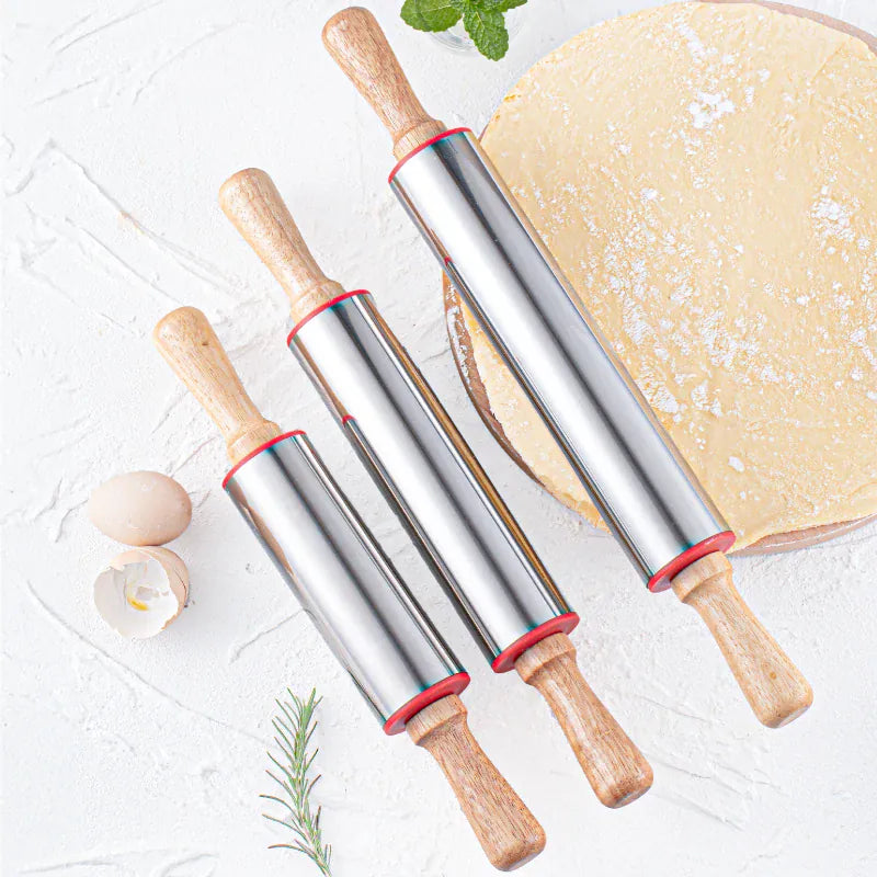 Rouleau à pâtisserie en acier inoxydable pour biscuits et tartes rouleaupatisserie