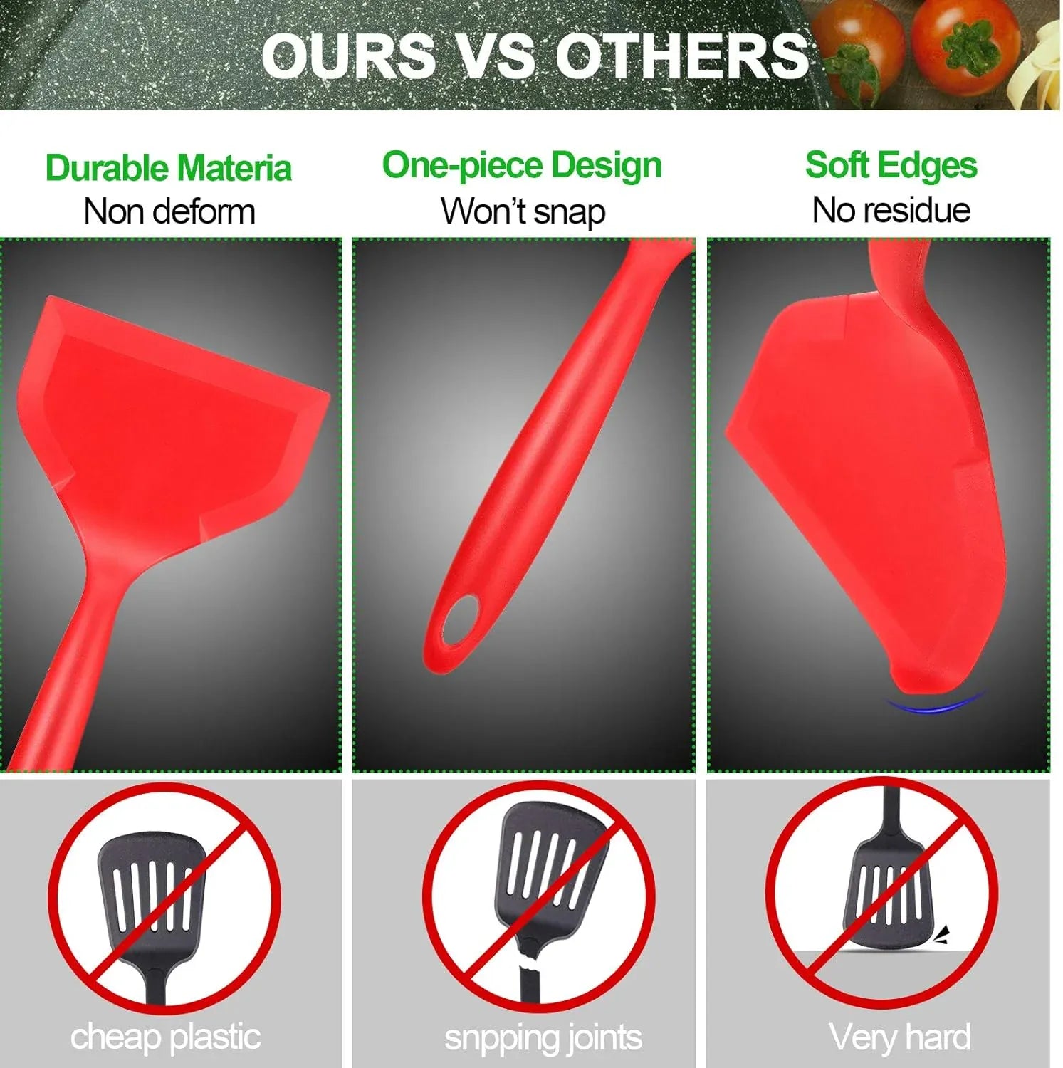 Spatule Silicone Large Flexible | 2 Pièces Résistante à la Chaleur spatule en silicone