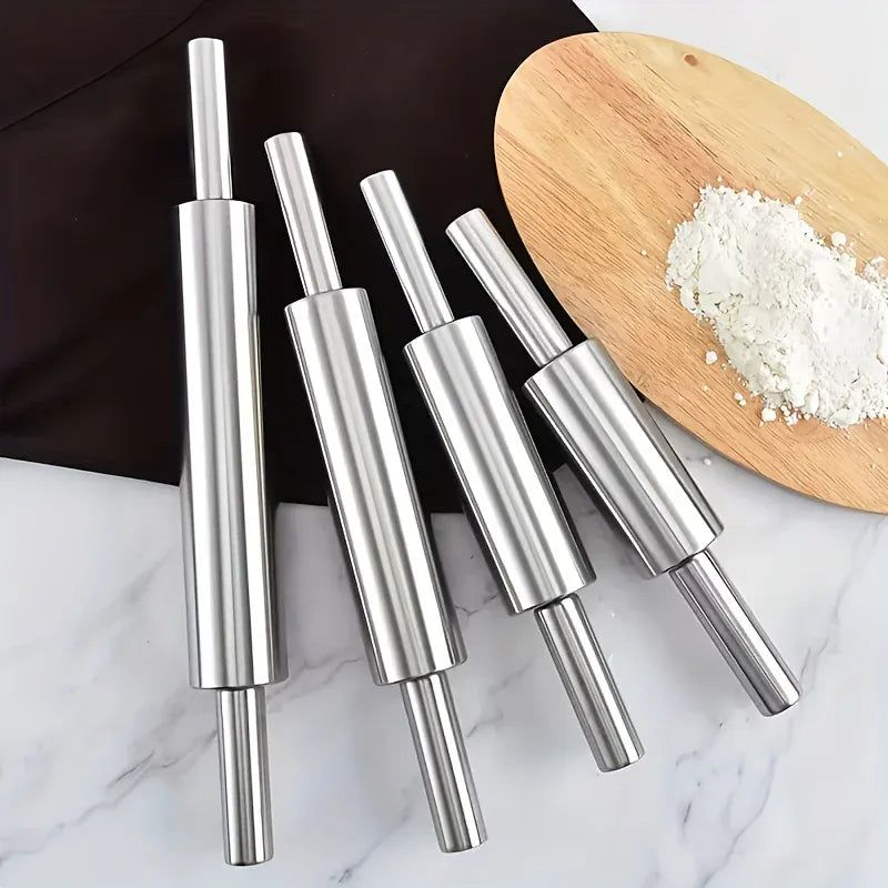 Rouleau à pâtisserie en acier inoxydable épais avec poignées antidérapantes rouleaupatisserie