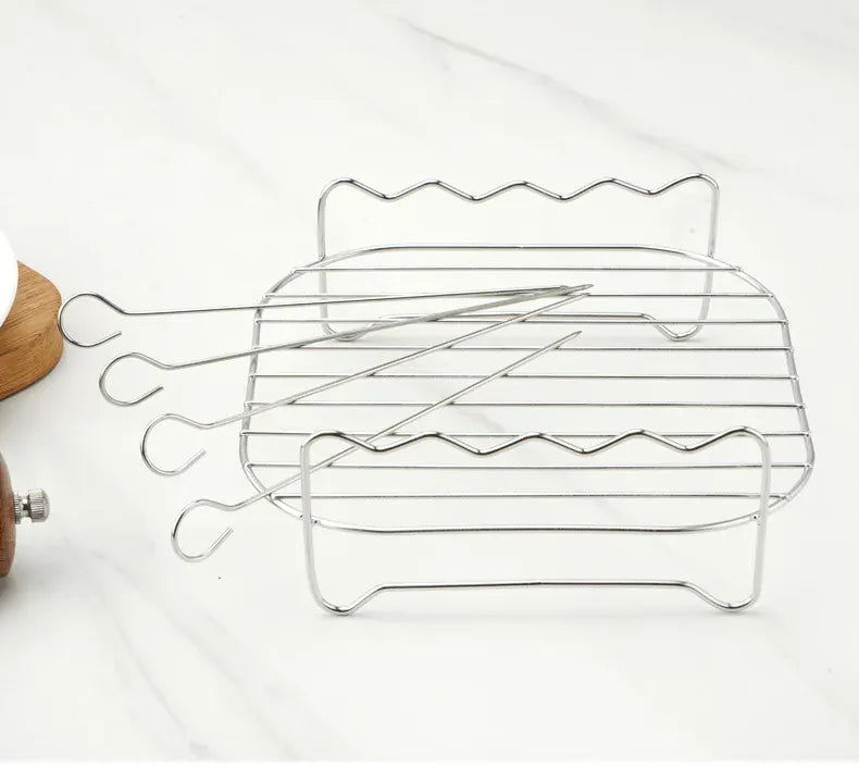 Grille Inox Air Fryer avec Brochettes et Supports - 5 pièces Air Fryer